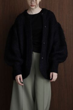カラー モヘア シャギー カーディガン - COLOR MOHAIR SHAGGY CARDIGAN - BLACK