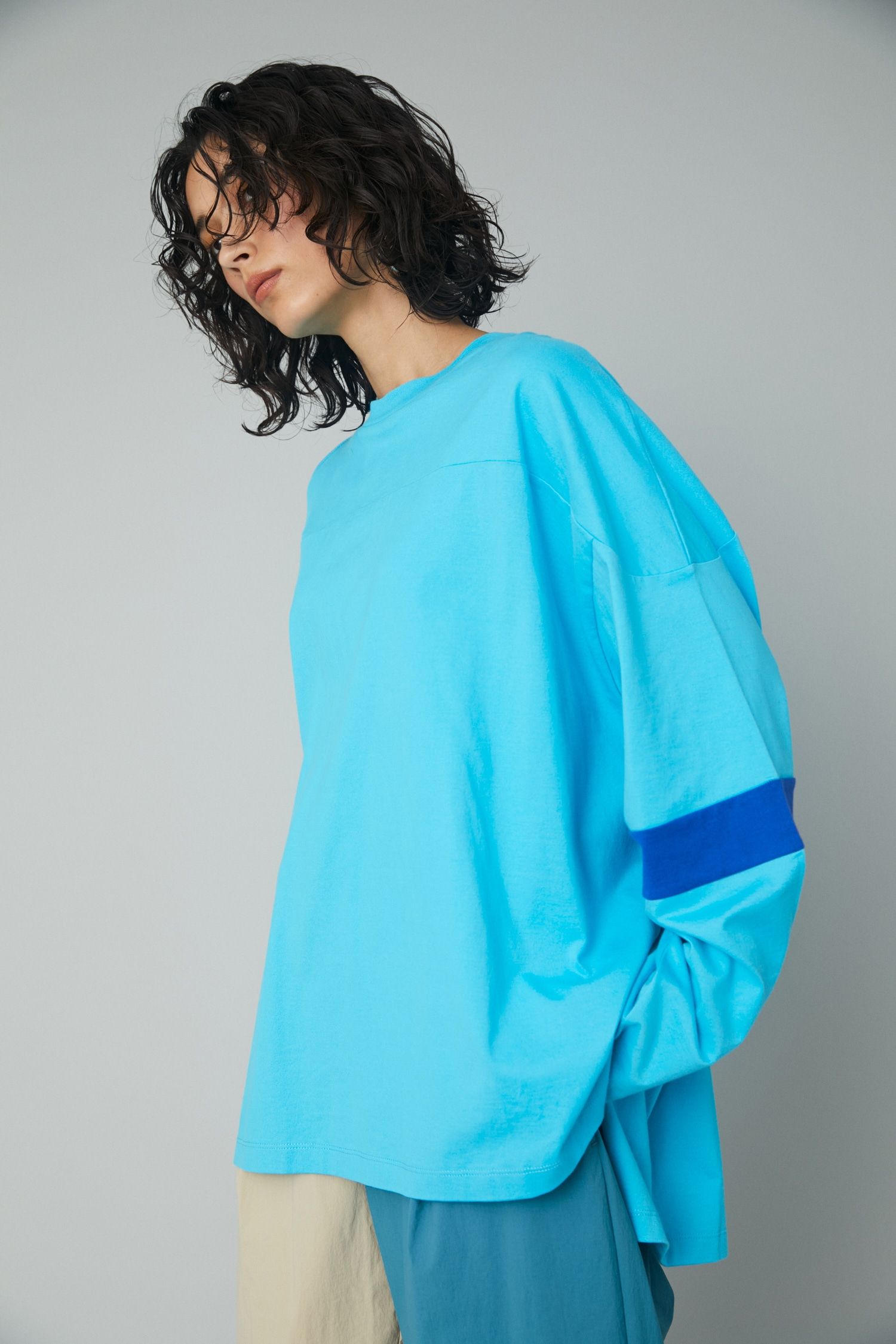カラービックティーシャツ - Color block big tee - BLUE