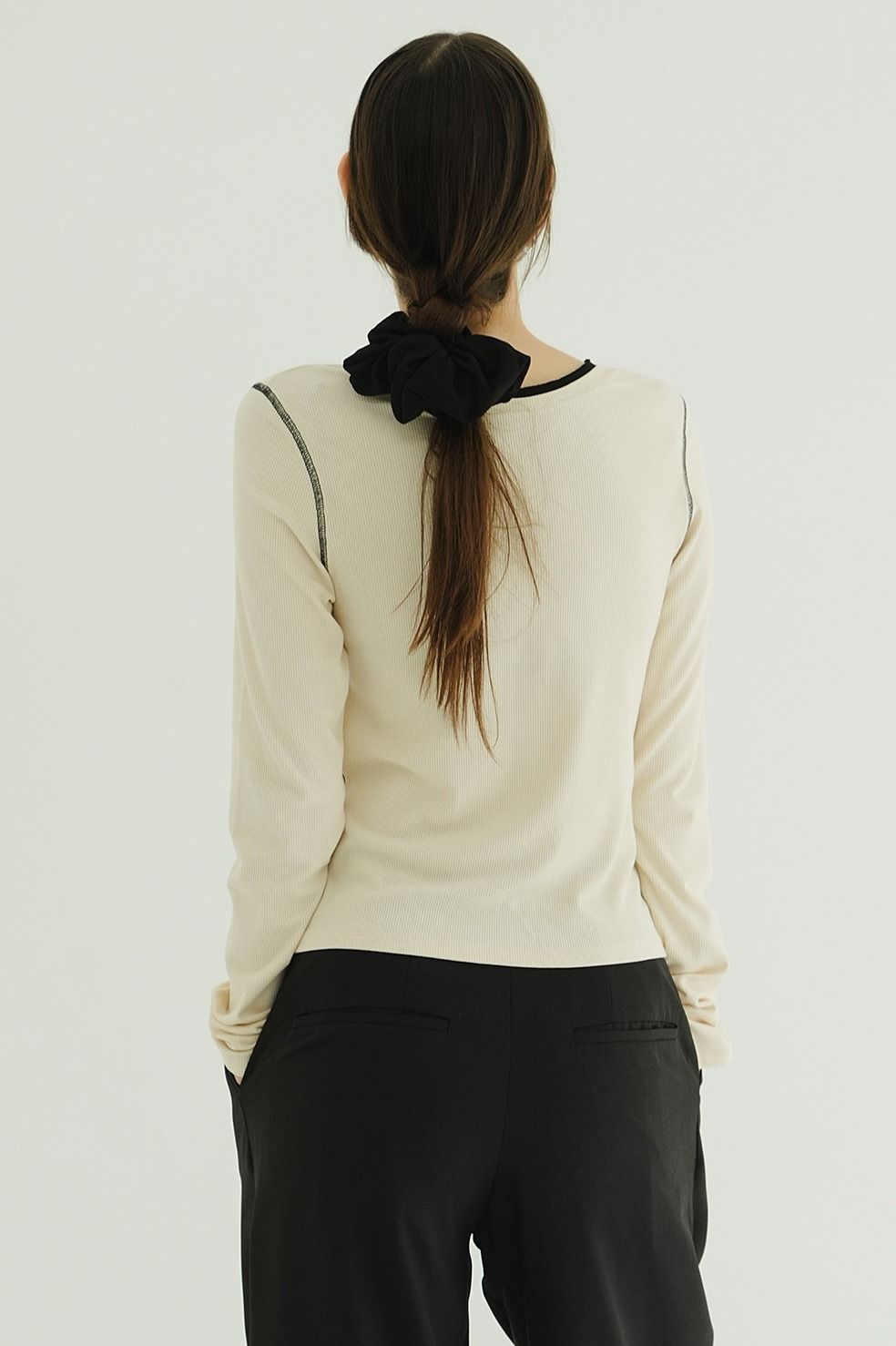 バイカラーカーディガン | W FACE BICOLOR CARDIGAN (IVORY)