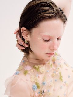 【両耳用】 Two-way Star Hoop Earrings（GOLD) - スターフープピアス