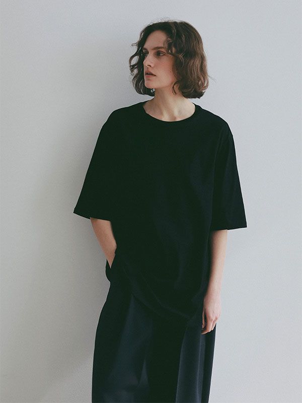 エアリーコットンオーバーサイズTee (ブラック)