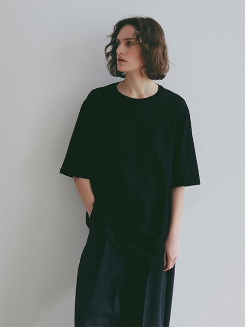 エアリーコットンオーバーサイズTee (ブラック)
