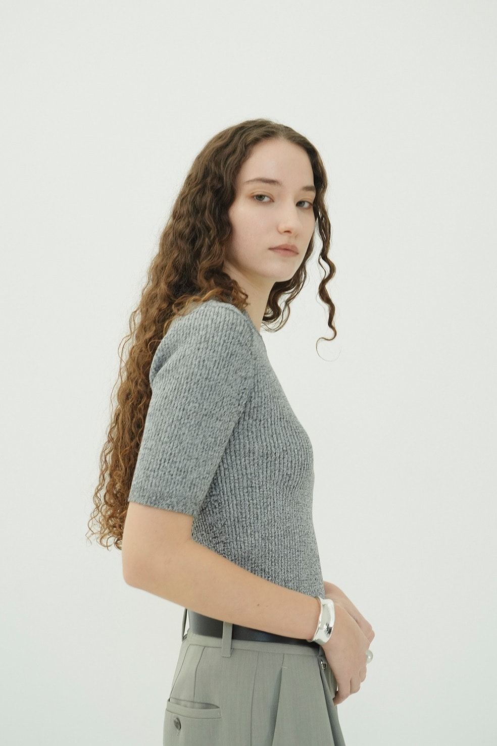 ハイネック 半袖リブニットトップス - H/N HALF SLEEVE RIB KNIT TOPS (MIX)