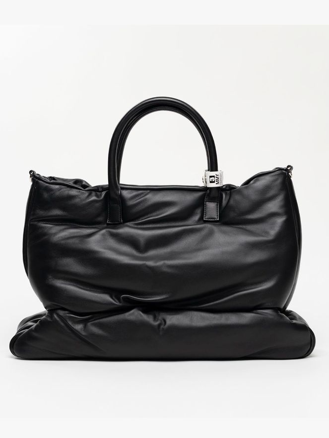 レザートート バッグ- PUCKER TOTE BAG (BLACK)