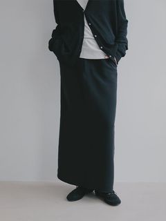 ダブルフェイスIラインスカート (BLACK)