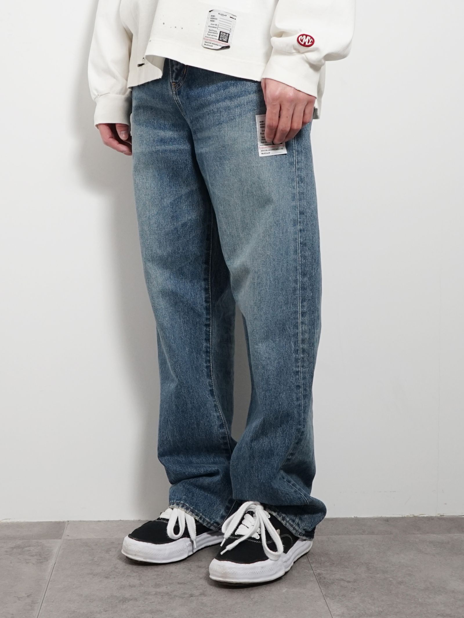 MIHARA YASUHIRO MMY ヴィンテージ風プリントデニムパンツ