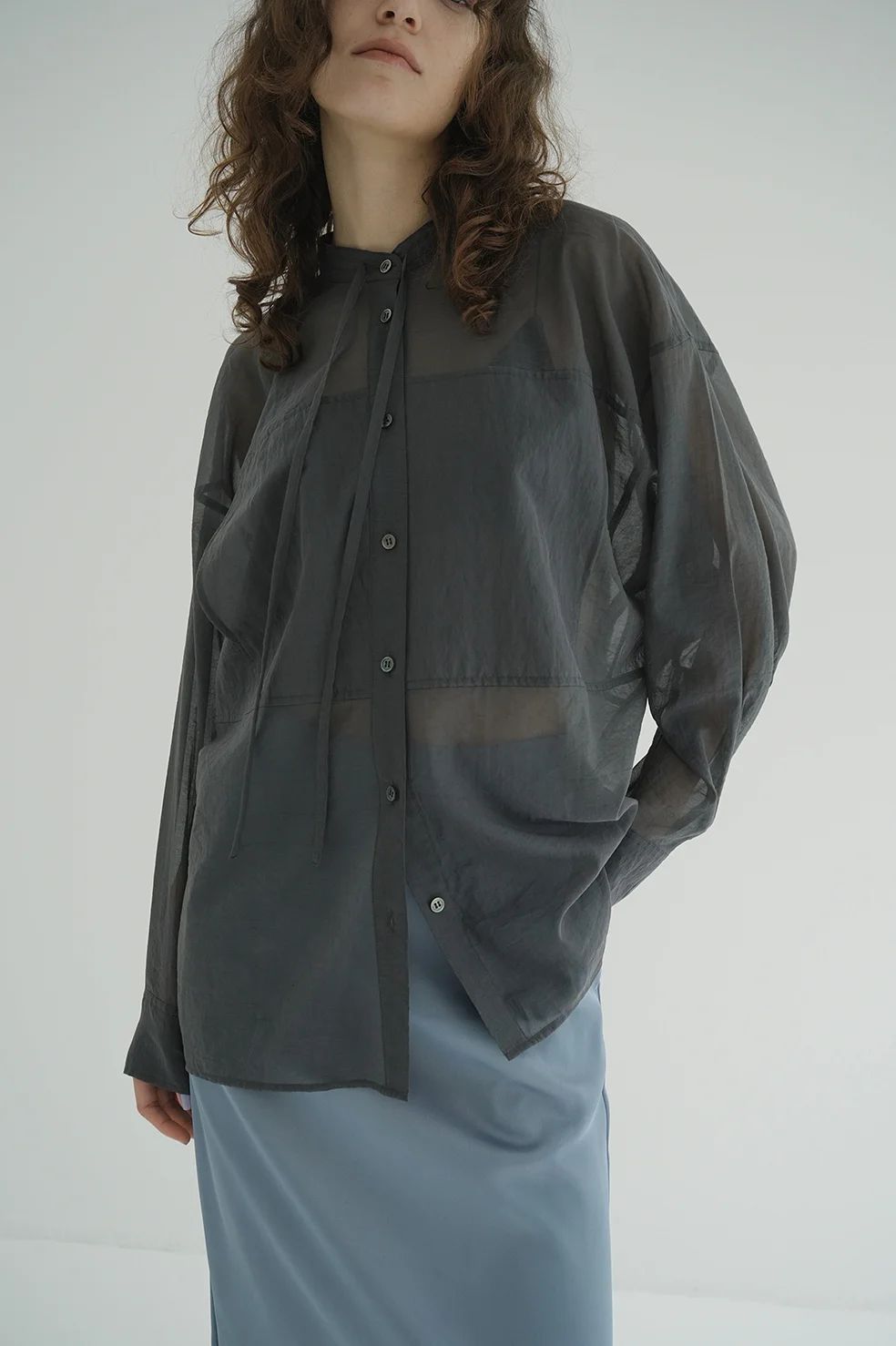 シアードルマンシャツ -  SHEER DOLMAN SHIRTS (GREY)