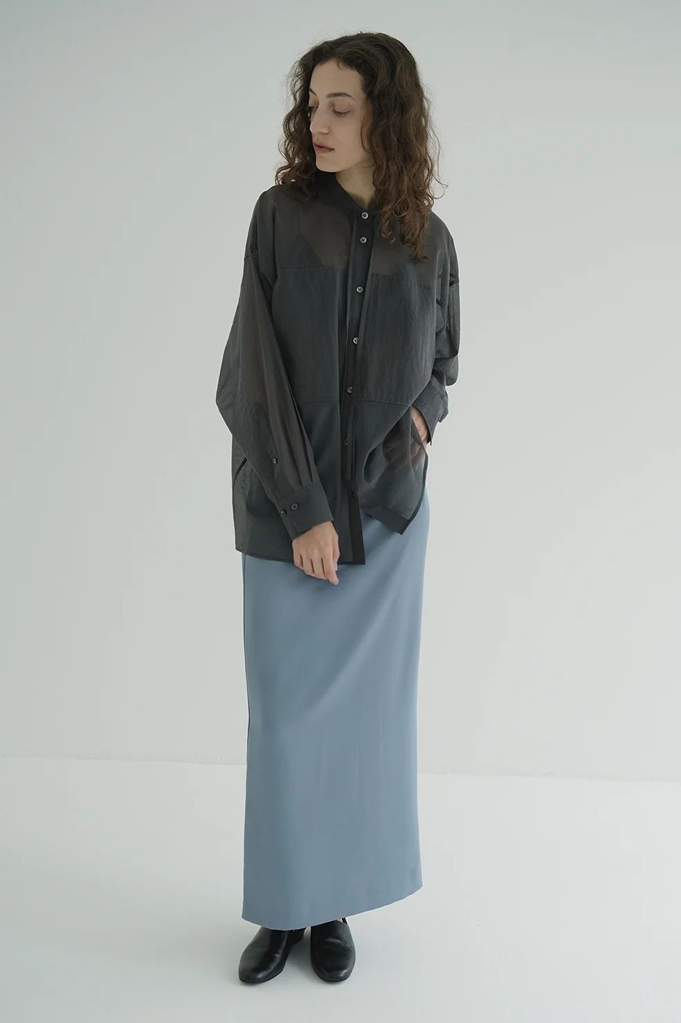 シアードルマンシャツ -  SHEER DOLMAN SHIRTS (GREY)
