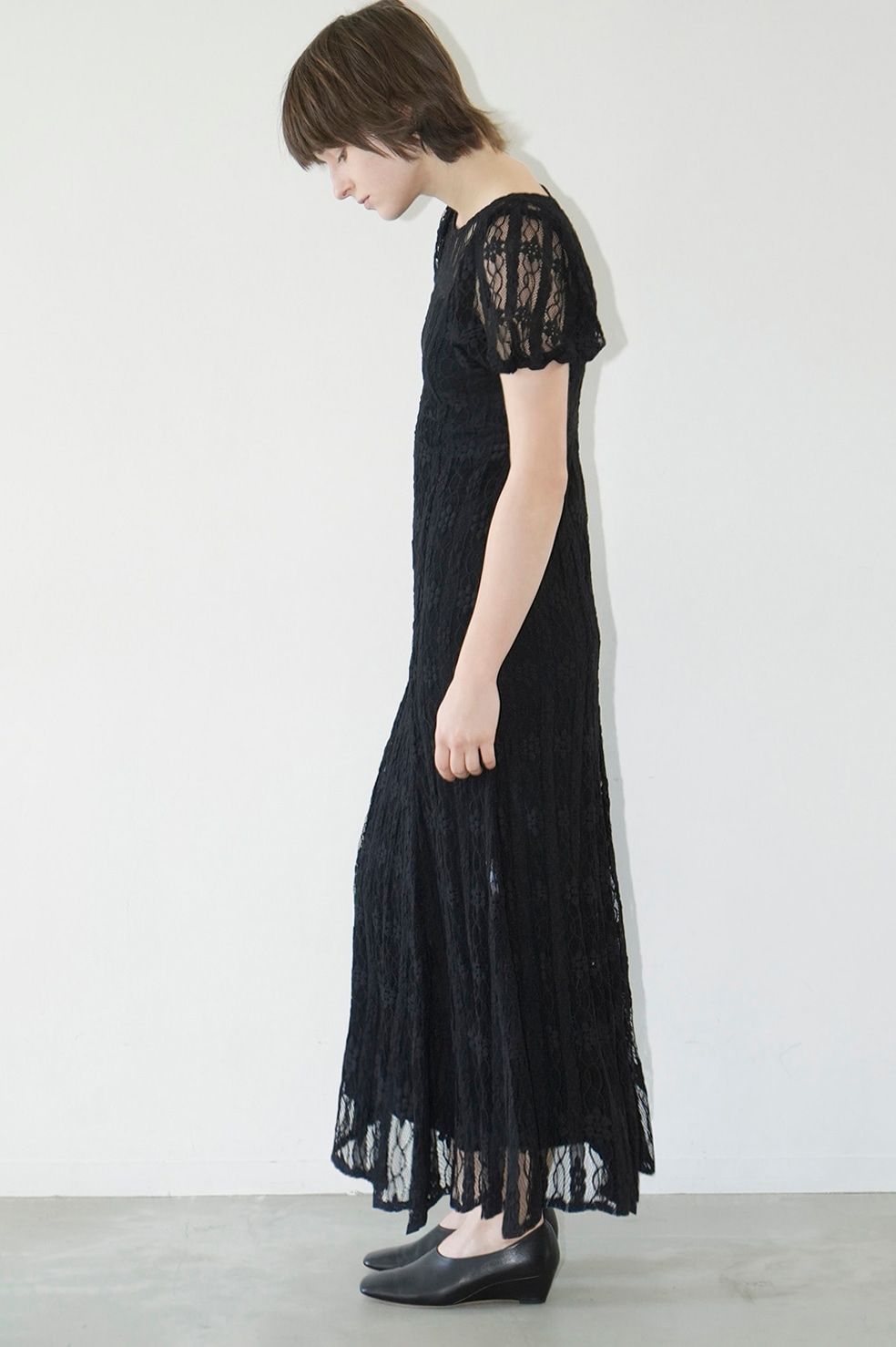 レース ミニパフ ワンピース - LACE MINI PUFF SLEEVE ONEPIECE - BLACK