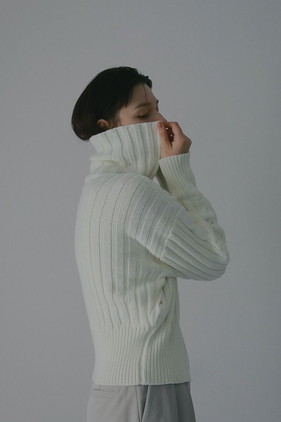 コットンリブニットブルゾン - COTTON RIBKNIT BLOUSON (WHITE)