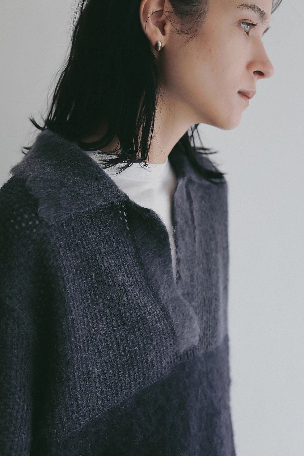 モヘアポロニット - MOHAIR POLO KNIT (CHARCOAL GRAY)