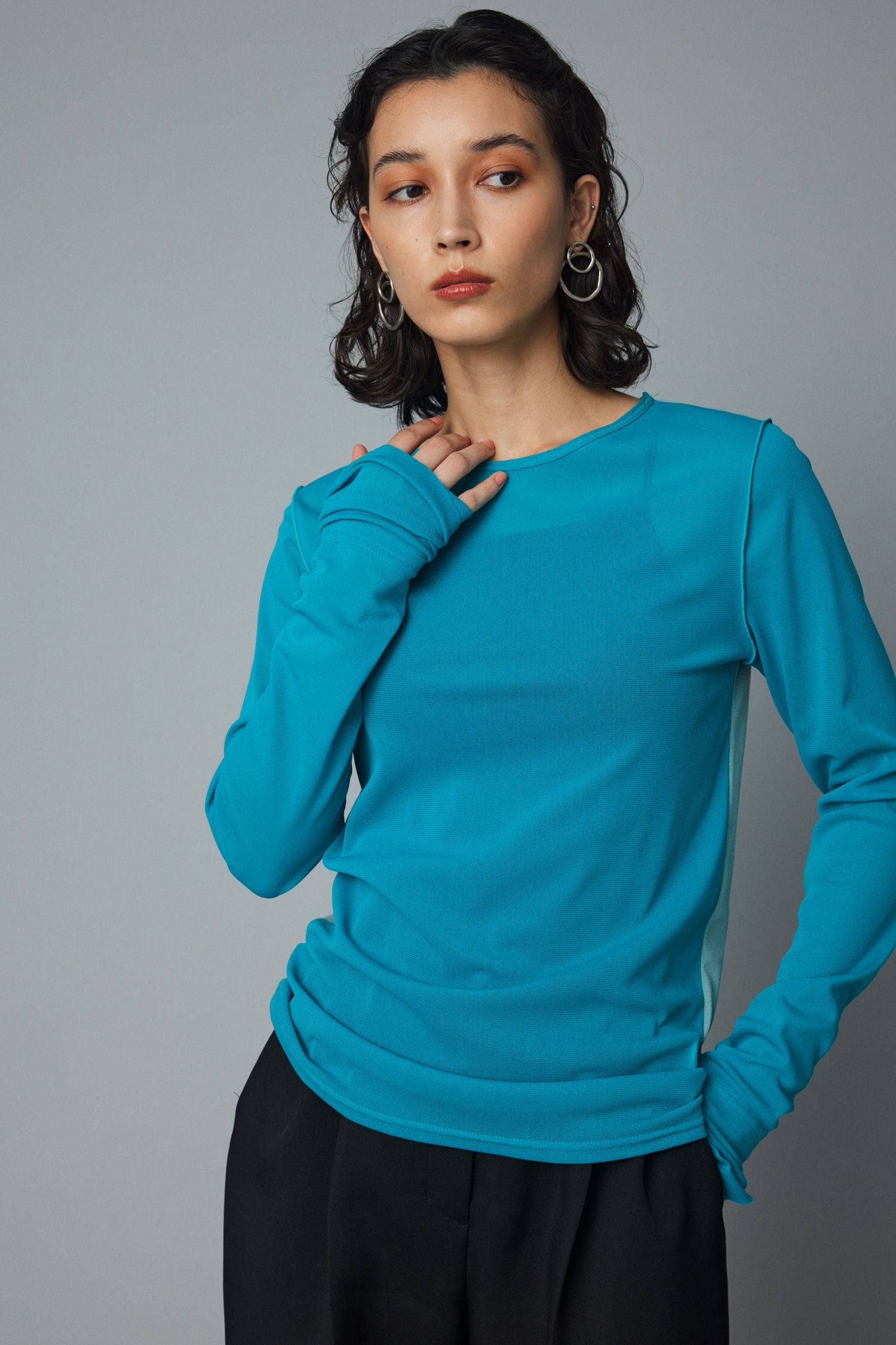 HeRIN.CYE - クルーネック メッシュ インナー トップス - BLACK