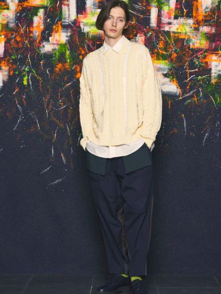 ニットプルオーバー - Cable Knitting Sheer Intarsia Prime-Over Crew Neck Knit Pullover IVORY