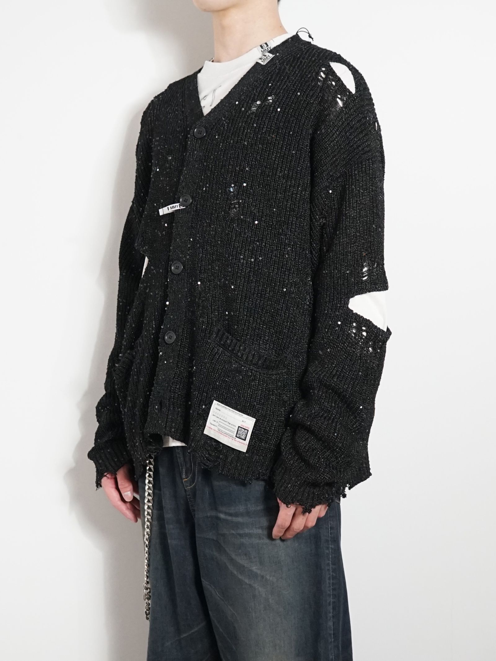 ニットカーディガン - SANGLE KNIT CARDIGAN - BLACK