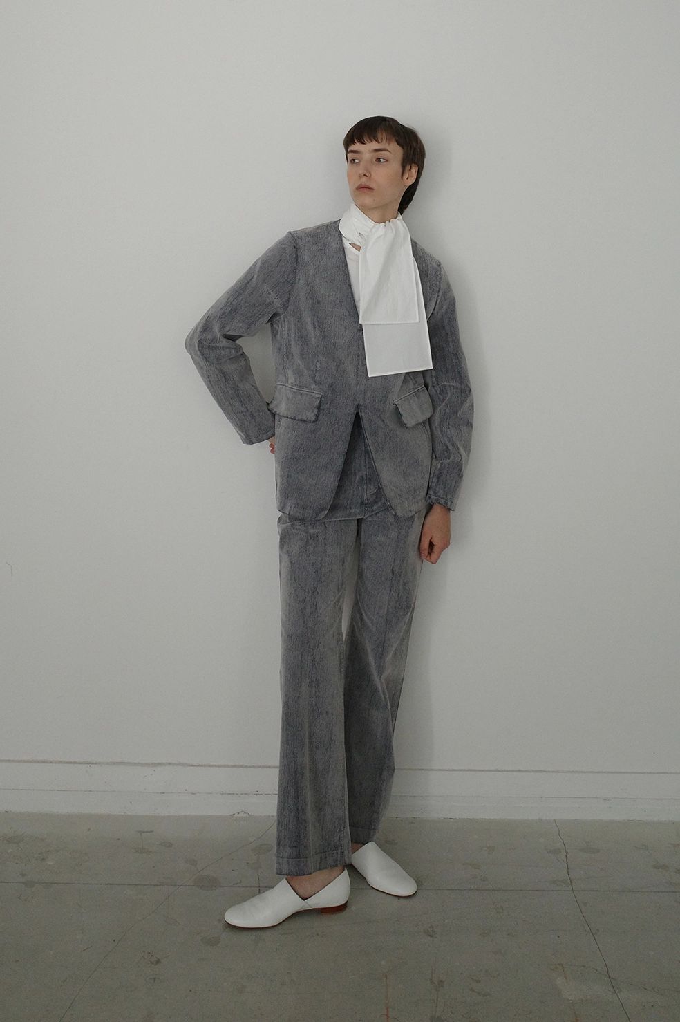 ハイウエスト フロッキーパンツ | FLOCKY CENTER PRESS PANTS（BLACK)