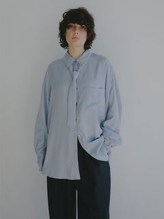 キュプラネクタイオーバーサイズシャツ (BLUE)