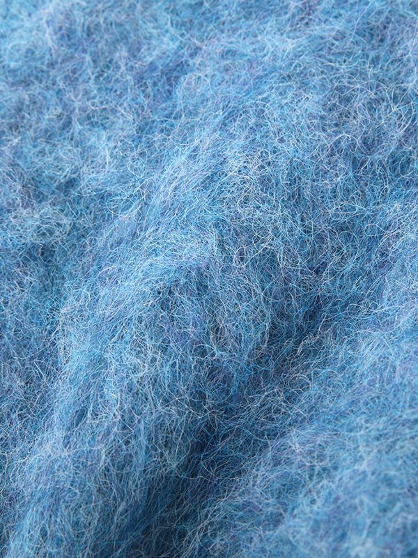 ジップアップブラッシュニットカーディガン - BLUE