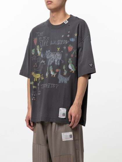 キッズドゥードゥルプリントTシャツ - Kids Doodle Printed T-shirt （BLACK)
