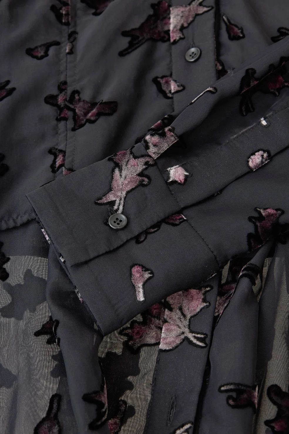 オパールプリント ビスチェ付きシャツ -  FLOWER OPAL BUSTIER SHIRTS BLACK