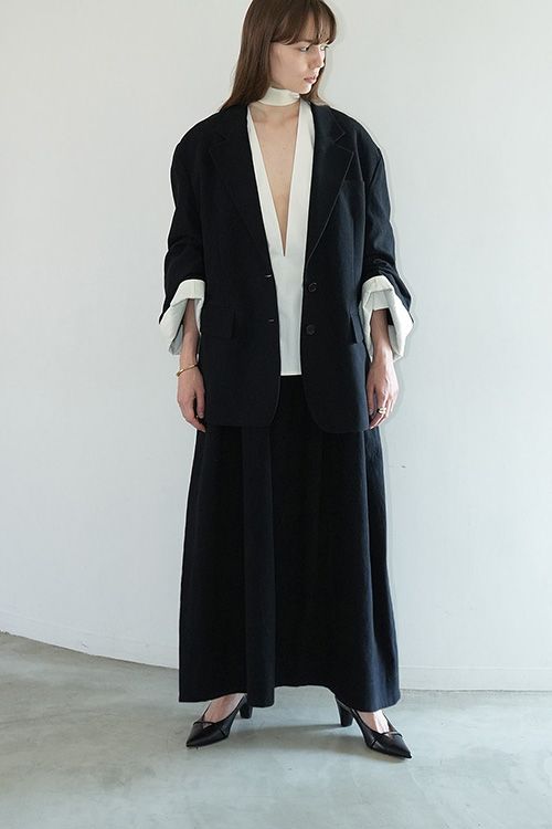 LOOSE BELL SLEEVE JACKET- BLACK -  ルーズベルスリーブジャケット