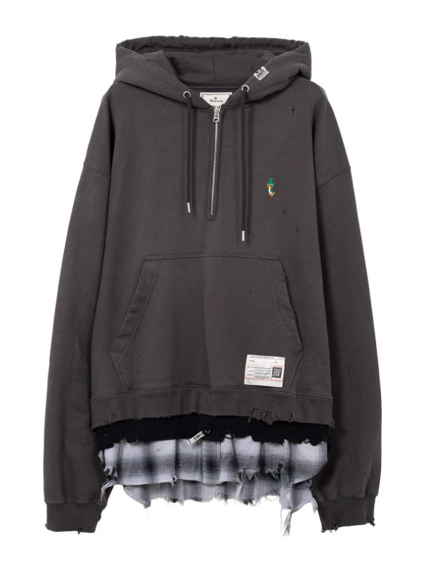 トリプル レイヤード ハーフジップ フーディー - Triple Layered Half-zip Hoodie (BLACK)