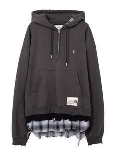トリプル レイヤード ハーフジップ フーディー - Triple Layered Half-zip Hoodie (BLACK)