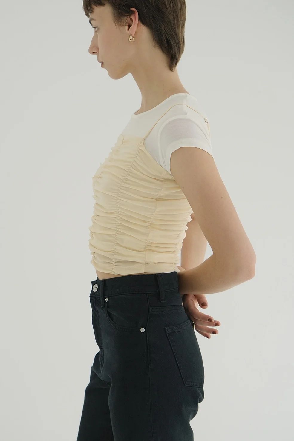 SHIRRING CAMI TOPS IVORY - シャーリングキャミトップス