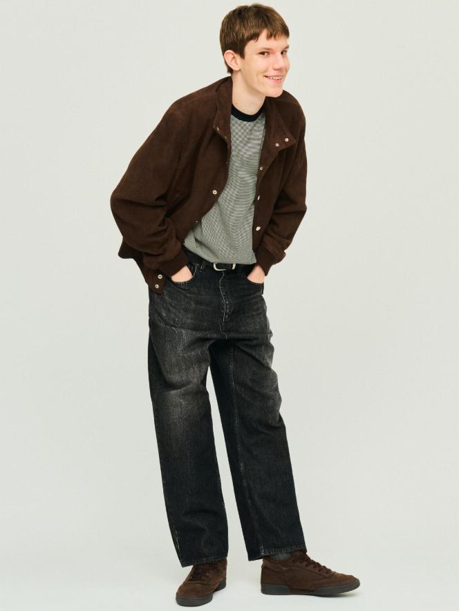 ゴートレザースウェードブルゾン - SUEDE BOMBER JACEKT (BROWN)