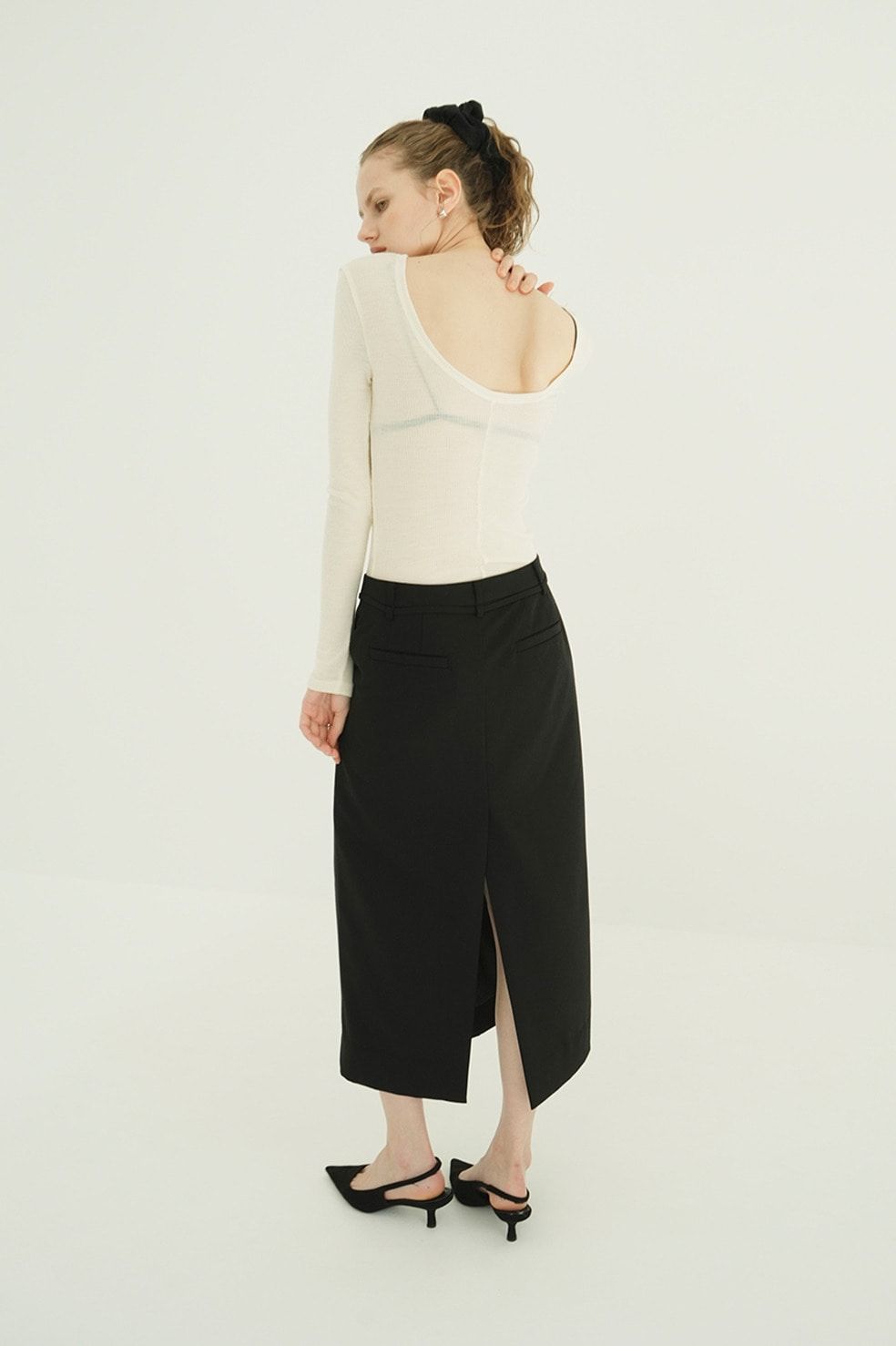 ウールリブカットソー - W FACE WOOL RIB TOPS（WHITE）