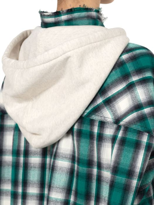 【レディース】フードコンバインドチェックシャツ | Hoodie Combine Checkered Shirt