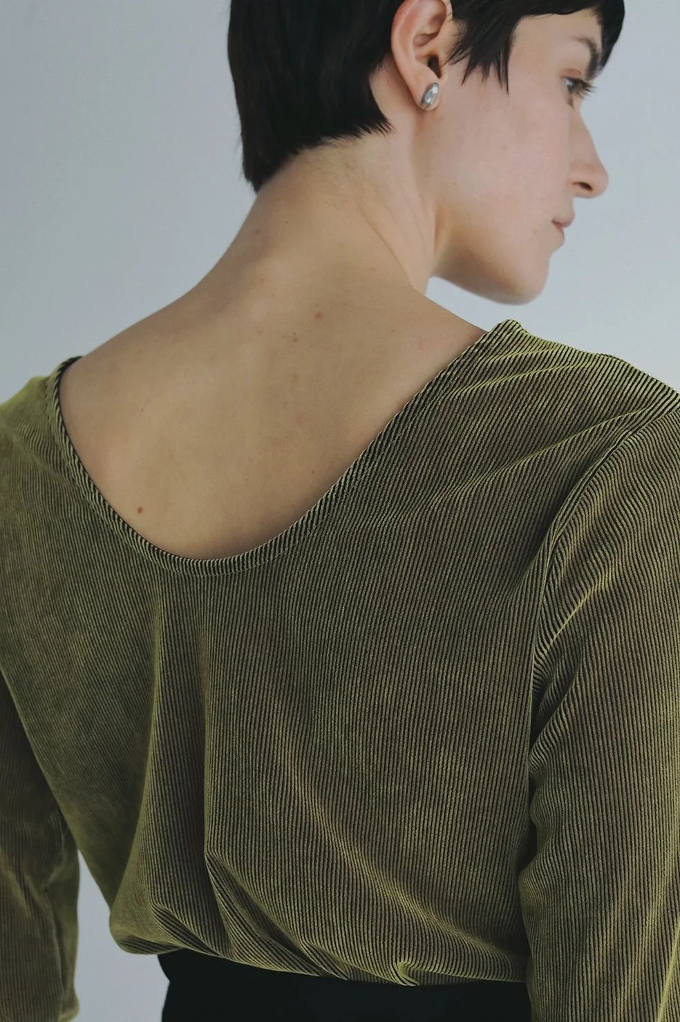 チュール フロッキー ストライプ トップス - TULLE FLOCKED STRIPE TOPS (YELLOW)