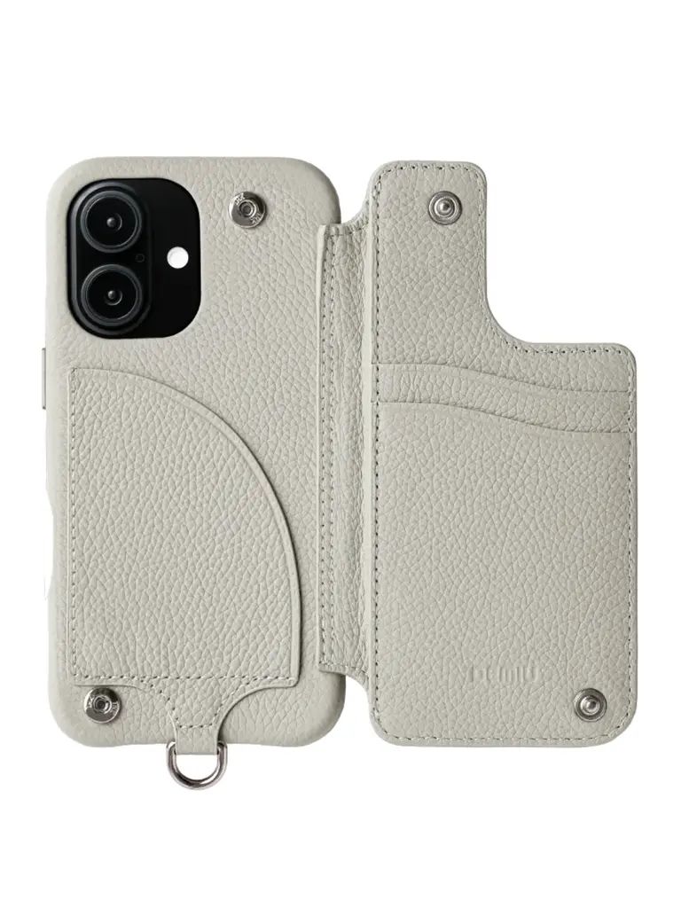 【GRACE / グレイス】 手帳型 レザーケース iPhone 14～17シリーズ対応 （パール）