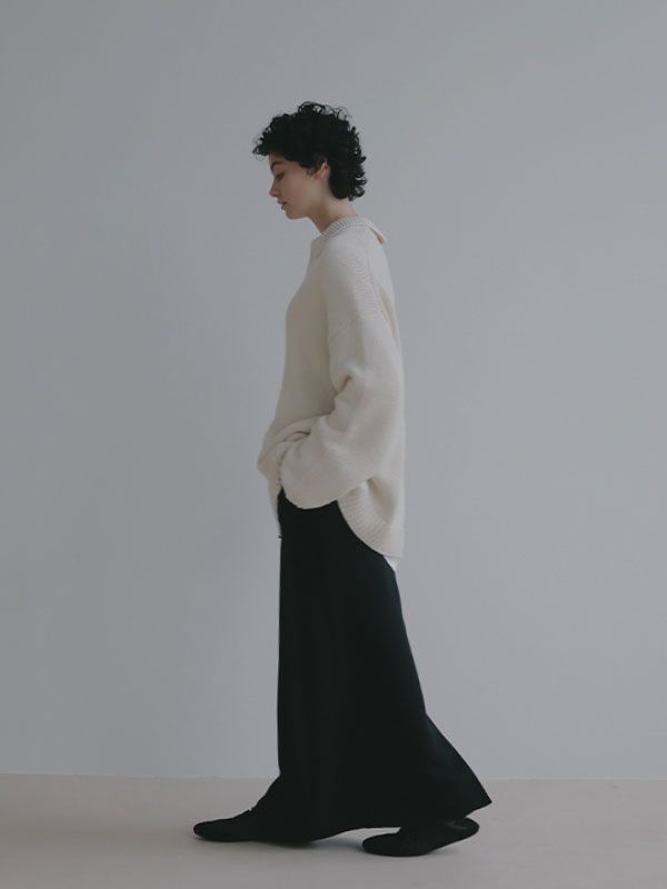 ダブルフェイスIラインスカート (BLACK)