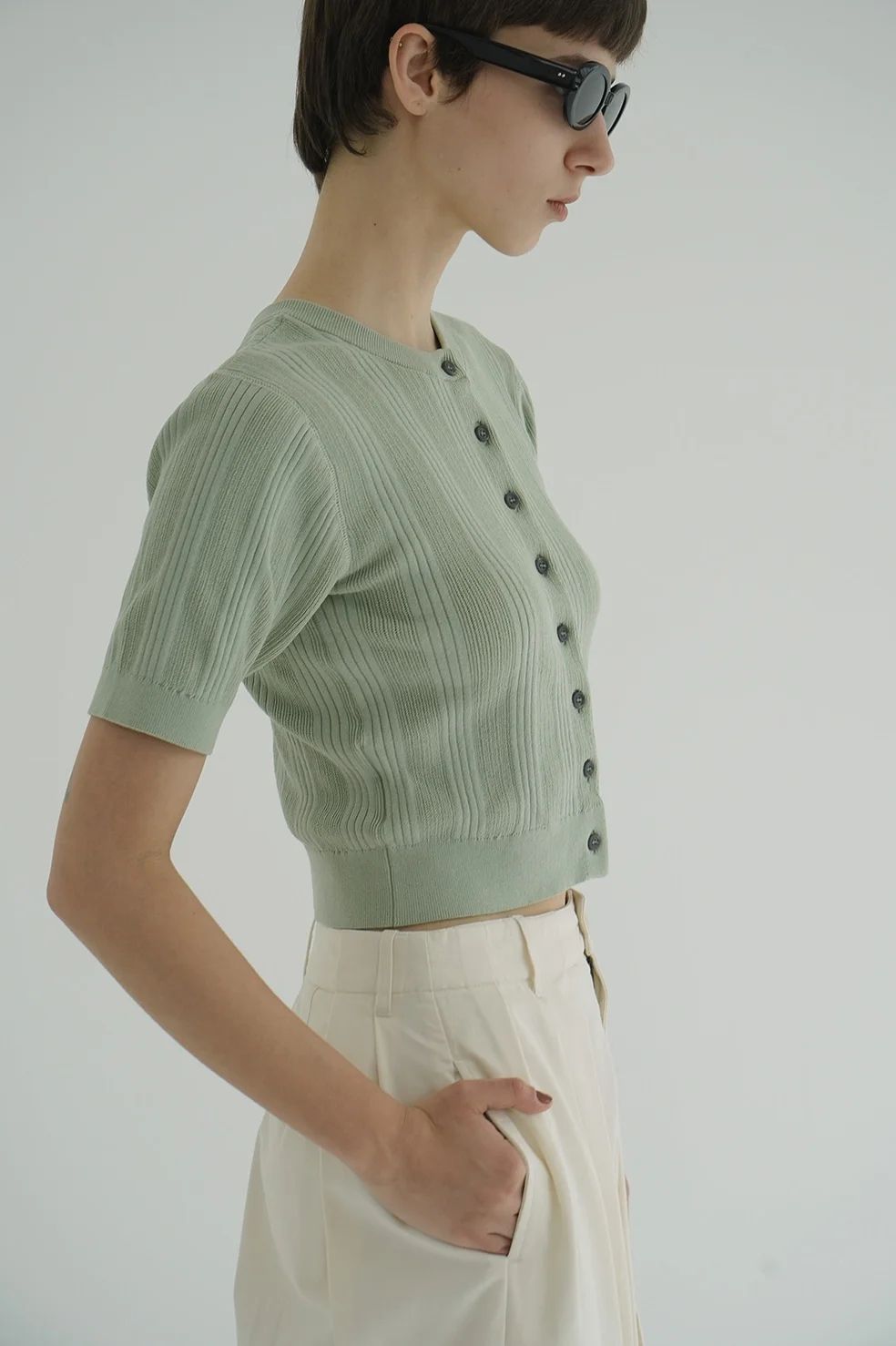 ファイスリブ ニット カーディガン - W FACE RIB KNIT CARDIGAN - MINT
