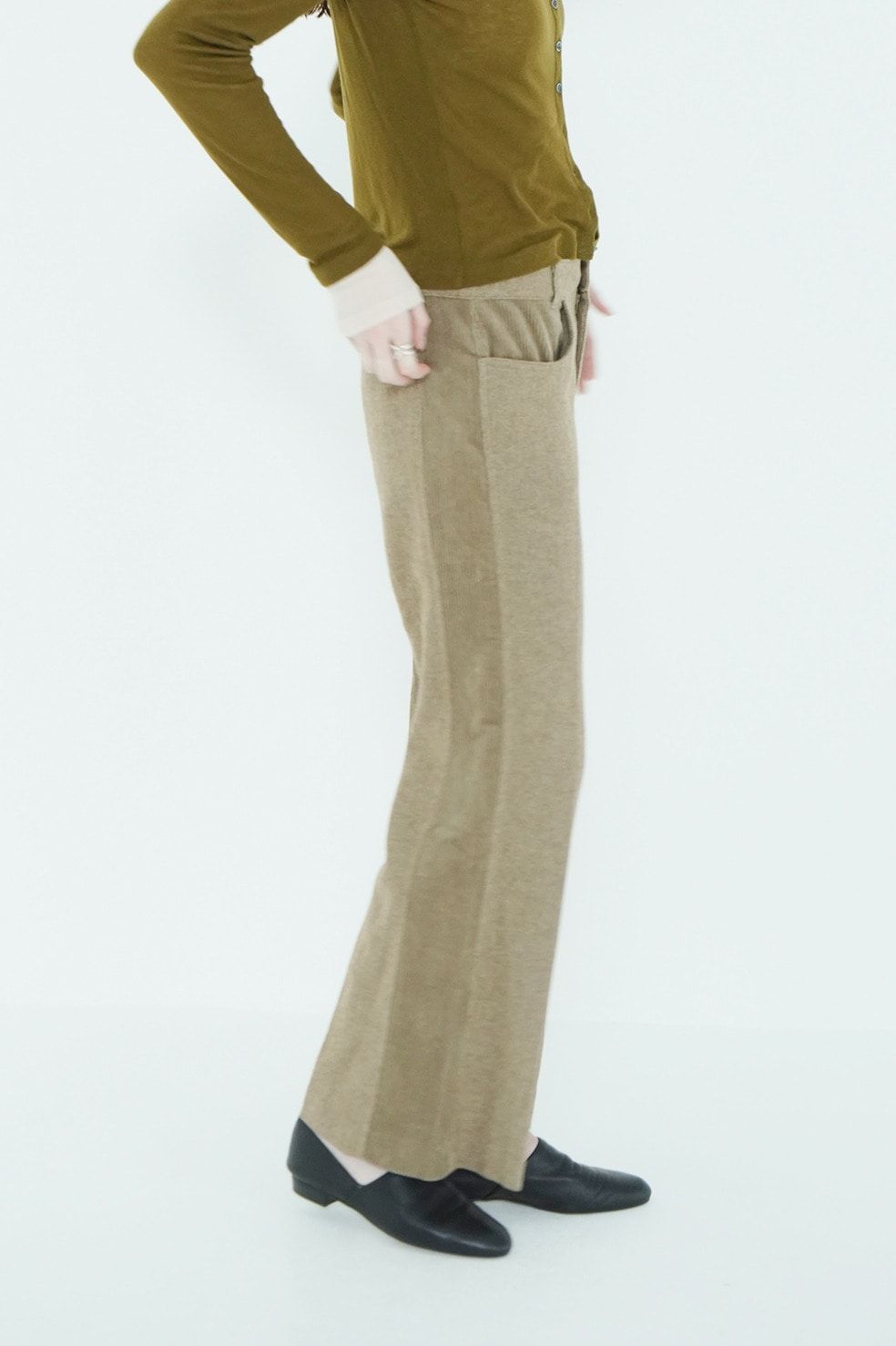 コーデュロイパネルメランジパンツ - CORDUROY PANEL MELANGE PANTS (BEIGE)