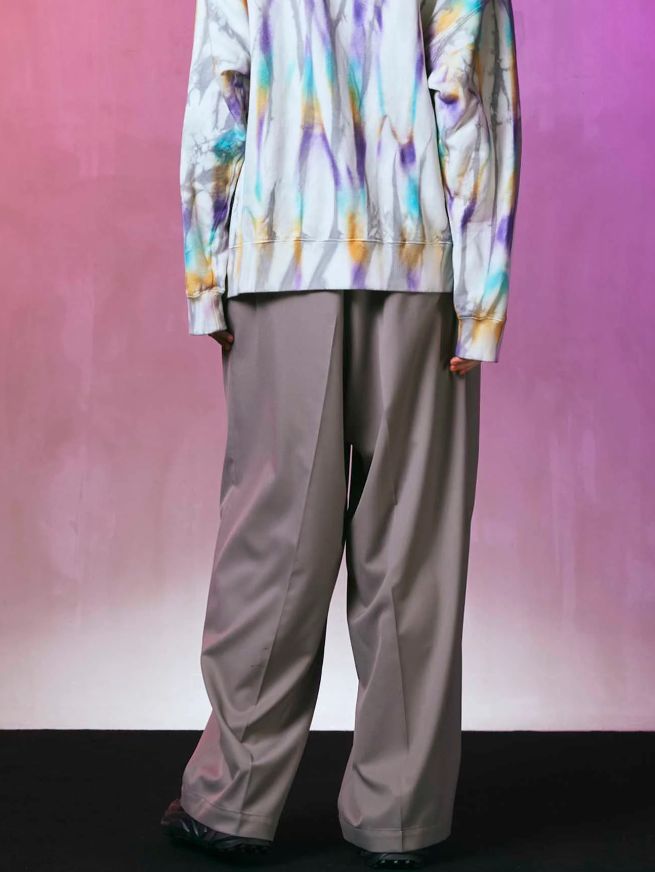 ウールミックス ワイド パンツ - Wool Mix Continuous Tow-Tuck Wide Pants GREY