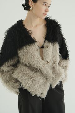 シャギーニットカーディガン - BI COLOR SHAGGY KNIT CARDIGAN - MIX