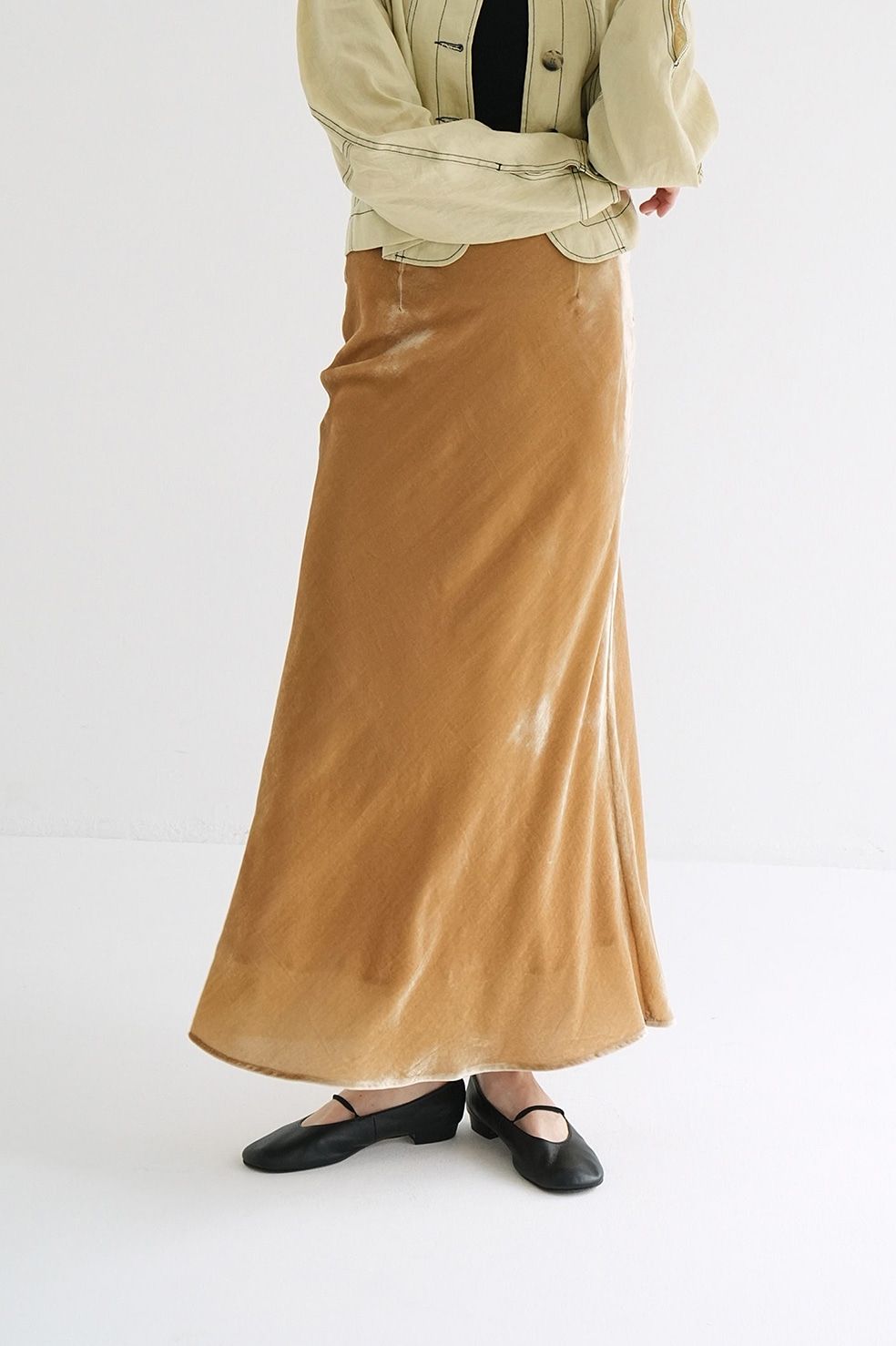 ベルベットスカート - VELOUR MERMAID LINE SKIRT- BEIGE