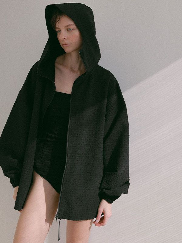 ナローストラップジャガードスウィムウェア (BLACK)