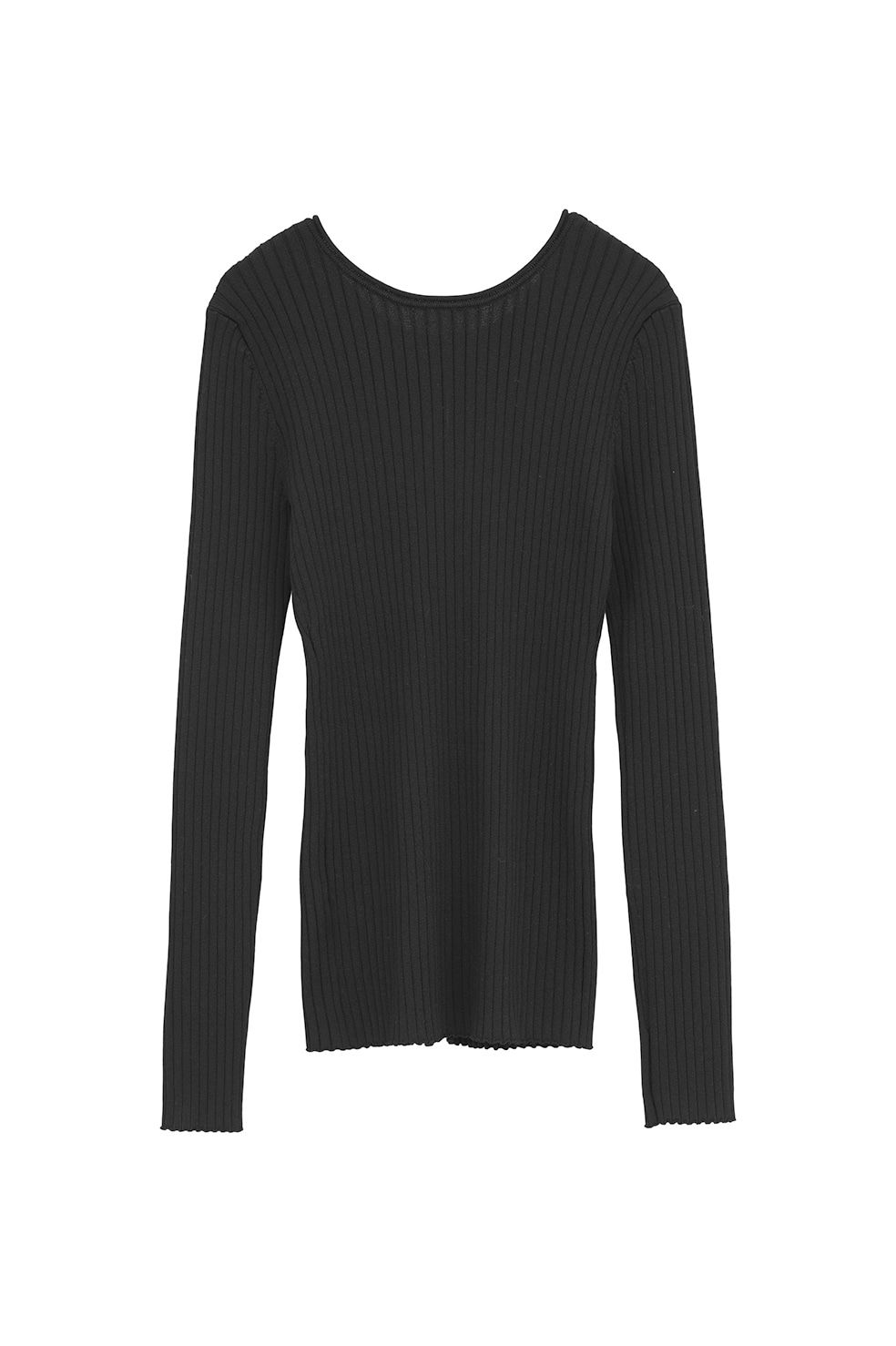 ダブルフェイスニットトップス - W FACE GOLD BUTTON KNIT TOPS (BLACK)