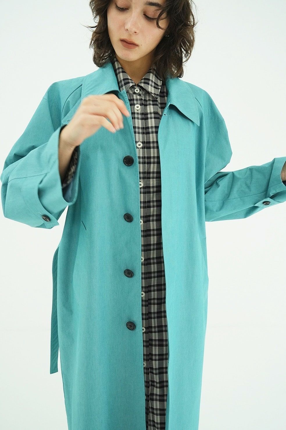 ステンカラーコート	- BULKY LINE STAIN COAT (BLUE)