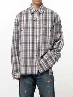 チェック ロングスリーブ シャツ - Check Long Sleeve Shirt (BLACK)