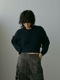ツーピースクロップドニット -  NAVY