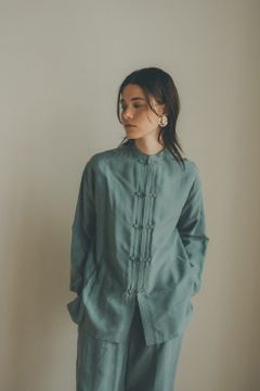 チャイナディテールルーズトップス -  CHINA DETAIL LOOSE TOPS BLUE