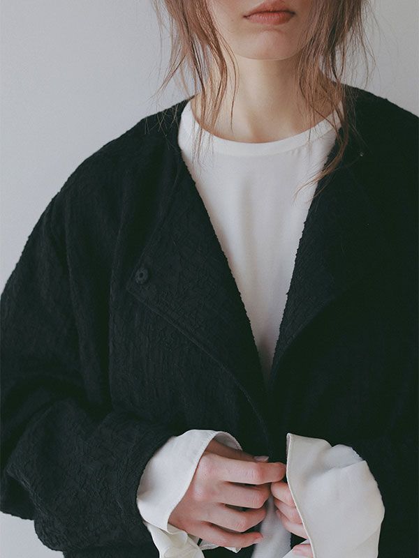 コットンジャガードライトブルゾン （BLACK)