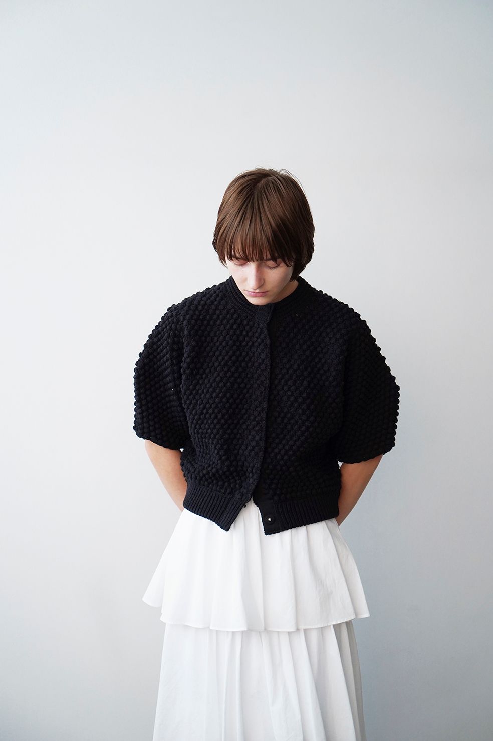 プロモーションアイテム 【CLANE】3D DOT HALF SLEEVE KNIT CARDIGAN