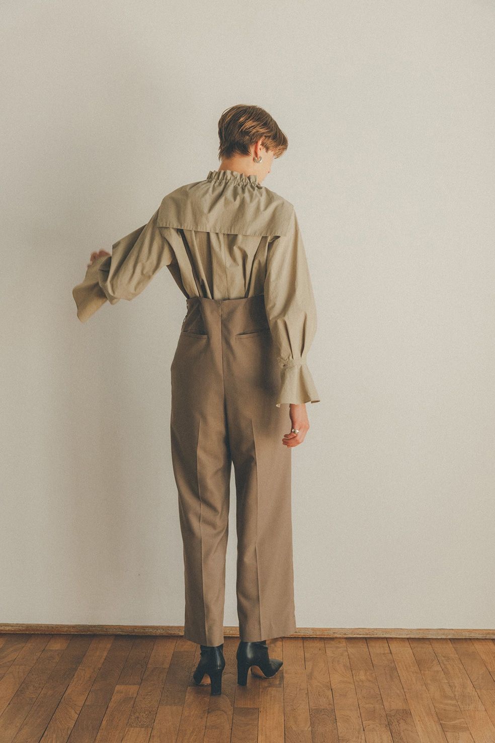 CLANE - 2WAY SUSPENDER PANTS - BEIGE | ADDICT WEB SHOP