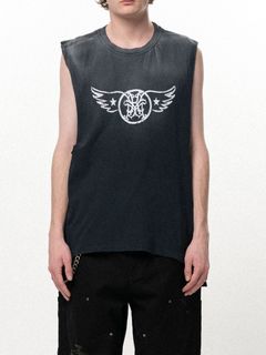 "AERO-KMY" Sleeveless T-shirt - スリーブレス Tシャツ (BLACK)