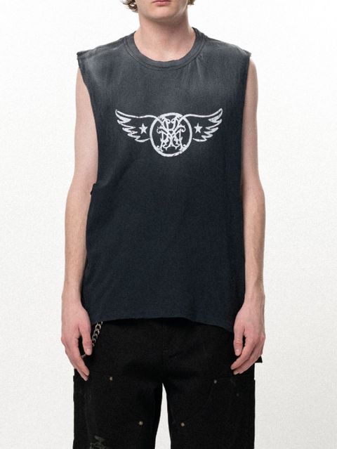 "AERO-KMY" Sleeveless T-shirt - スリーブレス Tシャツ (BLACK)