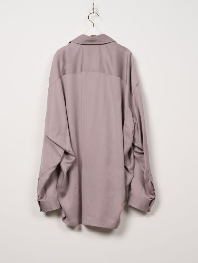 【レディース】ネクタイ付きサテンシャツ - ATTACHED TIE SATEN SHIRT (BLUE)